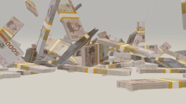 5000 South Korean won money composition. Financial background. Many banknotes and wads of money. Business or economy concept. Cash.