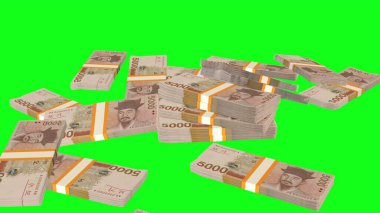 5000 South Korean won money composition. Financial background. Many banknotes and wads of money. Business or economy concept. Cash.