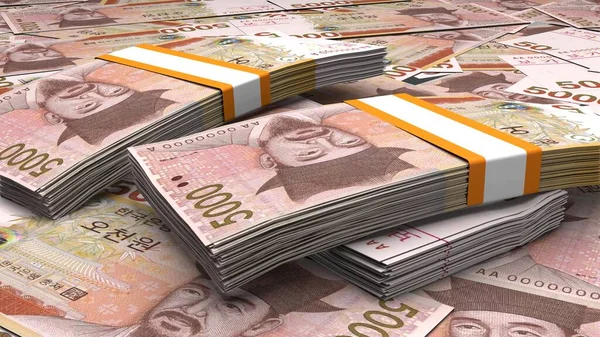 5000 Південнокорейців Виграли Грошовий Склад Фінансове Походження Багато Банкнот Пучечок — стокове фото