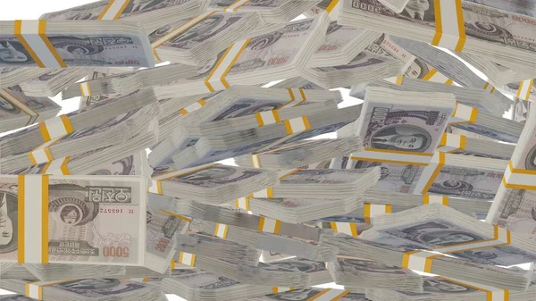 5000 South Korean won money composition. Financial background. Many banknotes and wads of money. Business or economy concept. Cash.