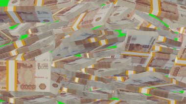 5000 Russian rubles money composition. Financial background. Many banknotes and wads of money. Business or economy concept. Cash.