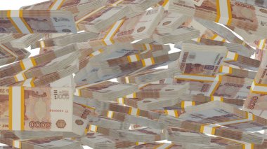 5000 Russian rubles money composition. Financial background. Many banknotes and wads of money. Business or economy concept. Cash.