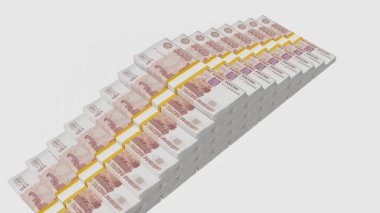 5000 Russian rubles money composition. Financial background. Many banknotes and wads of money. Business or economy concept. Cash.