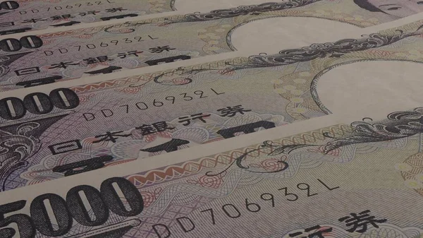 5000 Японських Ієн Грошового Складу Фінансове Походження Багато Банкнот Пучечок — стокове фото