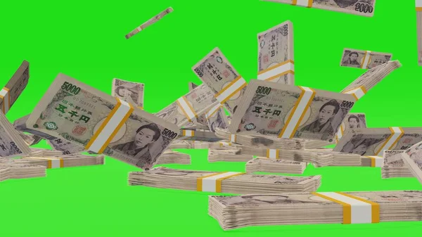 5000 Японських Ієн Грошового Складу Фінансове Походження Багато Банкнот Пучечок — стокове фото