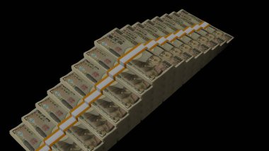 10000 Japanese yen money composition. Financial background. Many banknotes and wads of money. Business or economy concept. Cash.