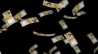 50000 South Korean won money composition. Financial background. Many banknotes and wads of money. Business or economy concept. Cash.