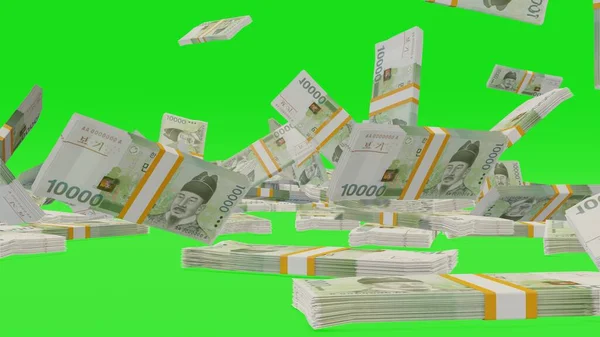 10000 South Korean Won Money Composition Financial Background Many Banknotes — Foto de Stock