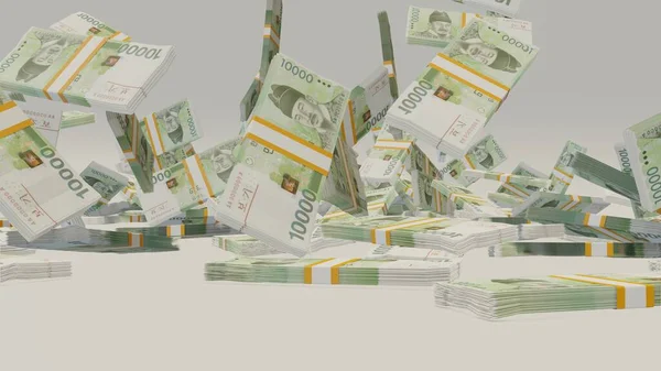 10000 South Korean Won Money Composition Financial Background Many Banknotes — ストック写真