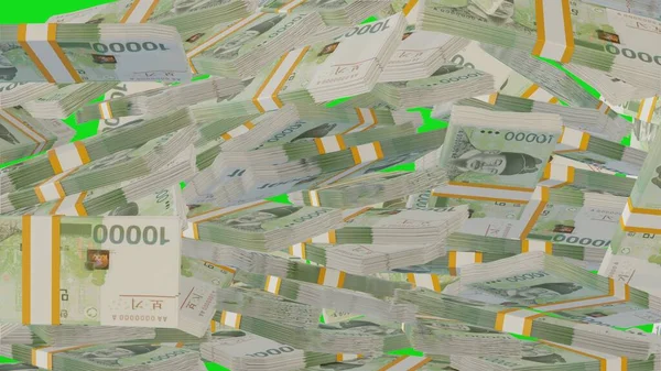 10000 South Korean won money composition. Financial background. Many banknotes and wads of money. Business or economy concept. Cash.