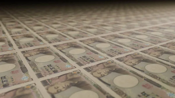 10000 Japanese Yen Bills Money Printing Machine Illustration Printing Cash — Stok fotoğraf