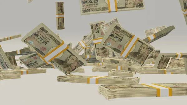 10000 Japanese yen money composition. Financial background. Many banknotes and wads of money. Business or economy concept. Cash.