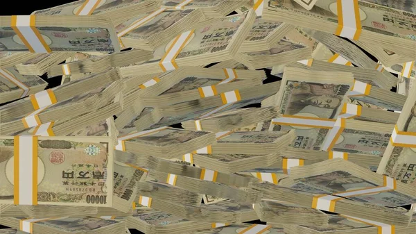 10000 Японської Грошової Композиції Фінансове Походження Багато Банкнот Пучечок Грошей — стокове фото