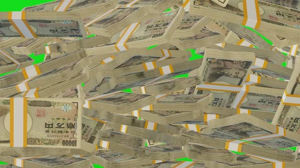 10000 Японских Иен Финансовый Фон Много Банкнот Пачек Денег Концепция — стоковое фото