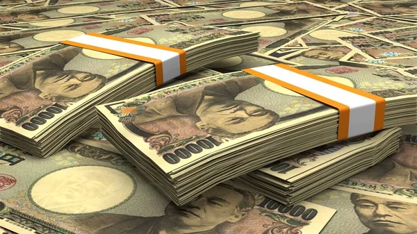 10000 Japanese Yen Money Composition Financial Background Many Banknotes Wads — Stockfoto