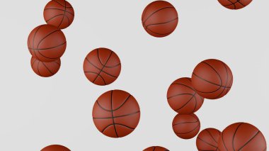 Many classic Basketball balls on white background. Sport concept. Game.