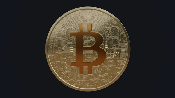 Golden Bitcoin Sign Black Background Crypto Currency Concept Btc Crypto — ストック写真