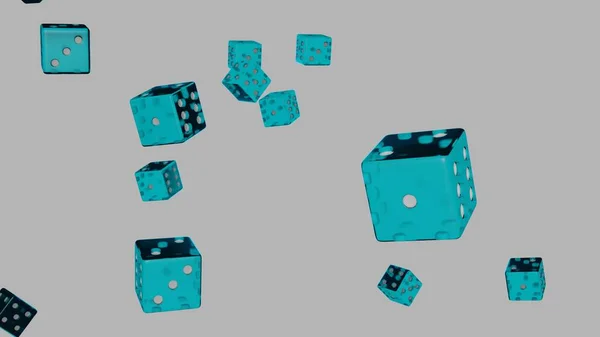 Blue Dice White Background Gambling Concept Casino Dice — 图库照片