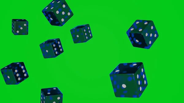 Blue Dice Chromakey Background Casino Concept Gambling Dice — Stockfoto