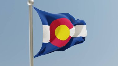 Colorado flag on flagpole. CO flag fluttering in the wind. USA. National flag.