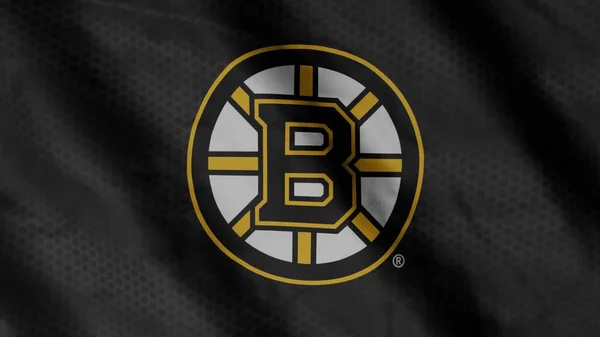 Бостон Брюинз Хоккейный Клуб Флаг Размахивая Ветром Бостон Брюинз Флаг — стоковое фото