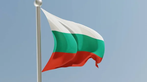 Bulgarian flag on flagpole. Bulgaria flag fluttering in the wind. National flag.