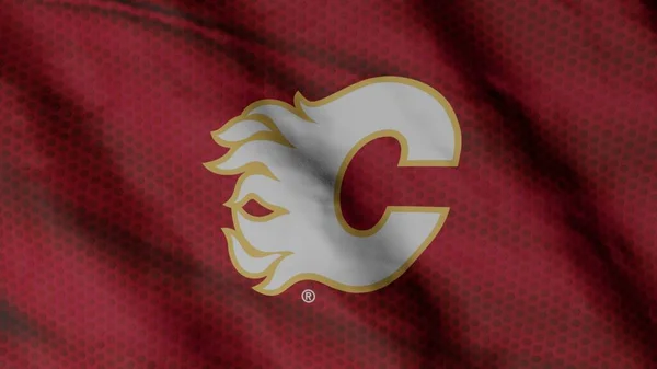 Calgary Flames Hockey Club Flag Waving Wind Calgary Flames Team — Foto Stock