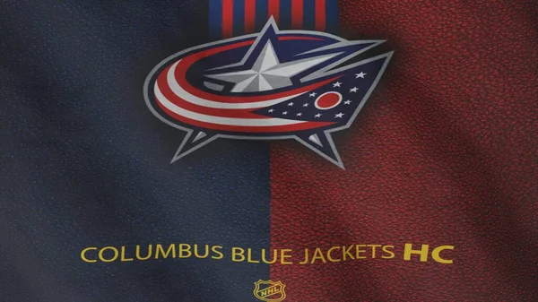Флаг Хоккейного Клуба Коламбус Блю Джекетс Размахивает Ветром Columbus Blue — стоковое фото