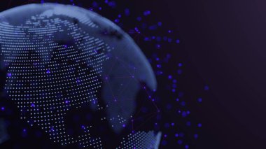 Spinning planet Earth. Technology communication concept. Background.