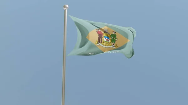 Delaware Flag Flagpole Flag Fluttering Wind Usa Render National Flag — Stock Photo, Image