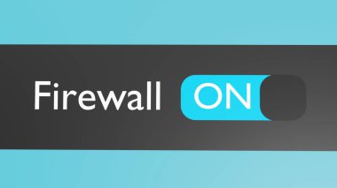 Turn on Firewall button, slider. Local network connection. Block unauthorized access.