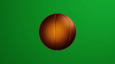 Golden basketball ball on green screen background. Chroma key.