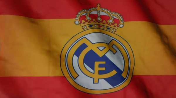 Real Madrid Football Club Flag Waving Wind Real Madrid Team — Stock Photo, Image