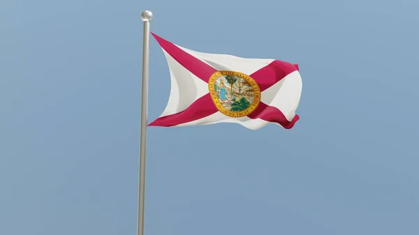 Florida flag on flagpole. FL flag fluttering in the wind. USA. National flag.