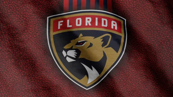 Florida Panthers hockey club flag waving in the Wind. Florida Panthers HC. Team flag.