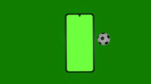 Bet Design Concept Soccer Ball Smartphone Green Screen Copy Space — Stockfoto