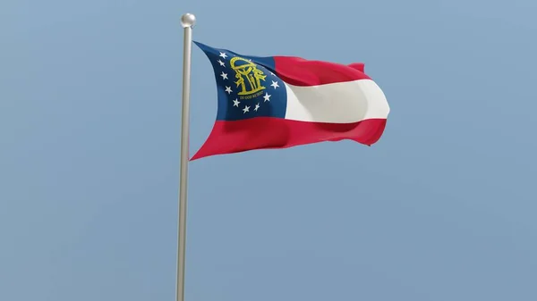 Georgia flag on flagpole. CA flag fluttering in the wind. USA. Natioanl flag.