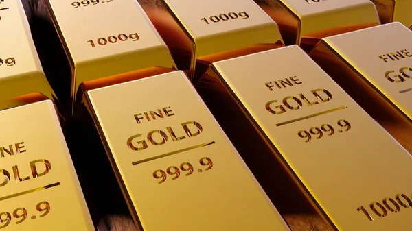 stock image Gold bars background. Pure gold. Many gold bars.