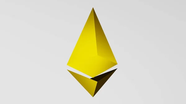 Golden Ethereum Sign White Background Eth — Stockfoto