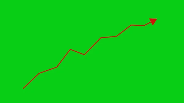 Arrow moving up on chromakey background. Stock market graphic. Stock price chart. Financial and business concept.