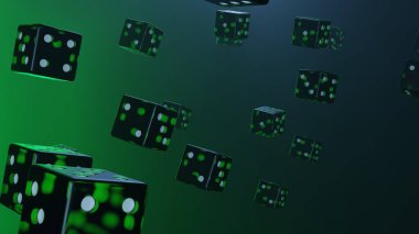 Green dice on gradient background. Gambling concept. Casino.