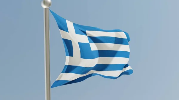 Greek Flag Flagpole Greece Flag Fluttering Wind National Flag — Fotografia de Stock