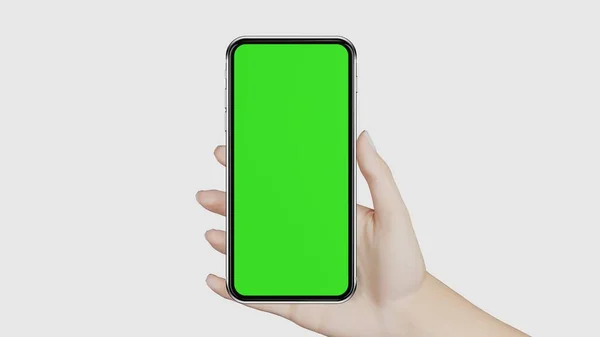 Smartphone Chromakey Screen Hand Template Suitable Mobile App Website Advertisement — Foto de Stock