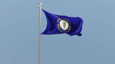 Kentucky flag on flagpole. MD flag fluttering in the wind. USA. National flag.