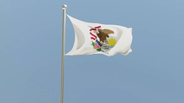 Illinois Flag Flagpole Flag Fluttering Wind Usa National Flag — Fotografia de Stock