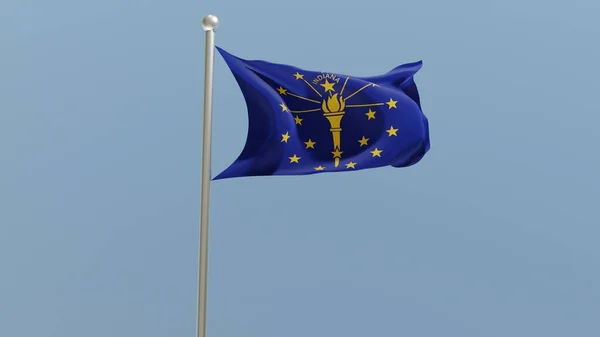 Indiana Flag Flagpole Flag Fluttering Wind Usa National Flag — Zdjęcie stockowe