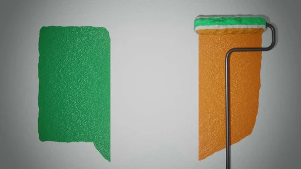 Roller Paints Wall Colors Irish Flag Travel Concept Ireland National —  Fotos de Stock