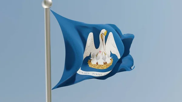 Флаг Луизианы Флагштоке Флаг Лос Анджелеса Развевается Ветру Сша Государственный — стоковое фото