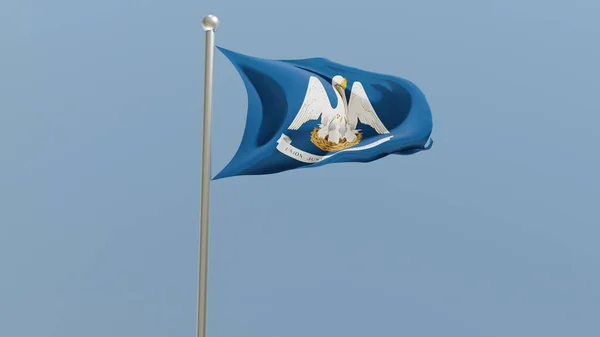 Флаг Луизианы Флагштоке Флаг Лос Анджелеса Развевается Ветру Сша Государственный — стоковое фото