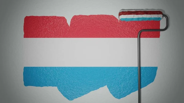 Ролик Окрашивает Стену Цвета Люксембургского Флага Концепция Путешествия Люксембург Государственный — стоковое фото